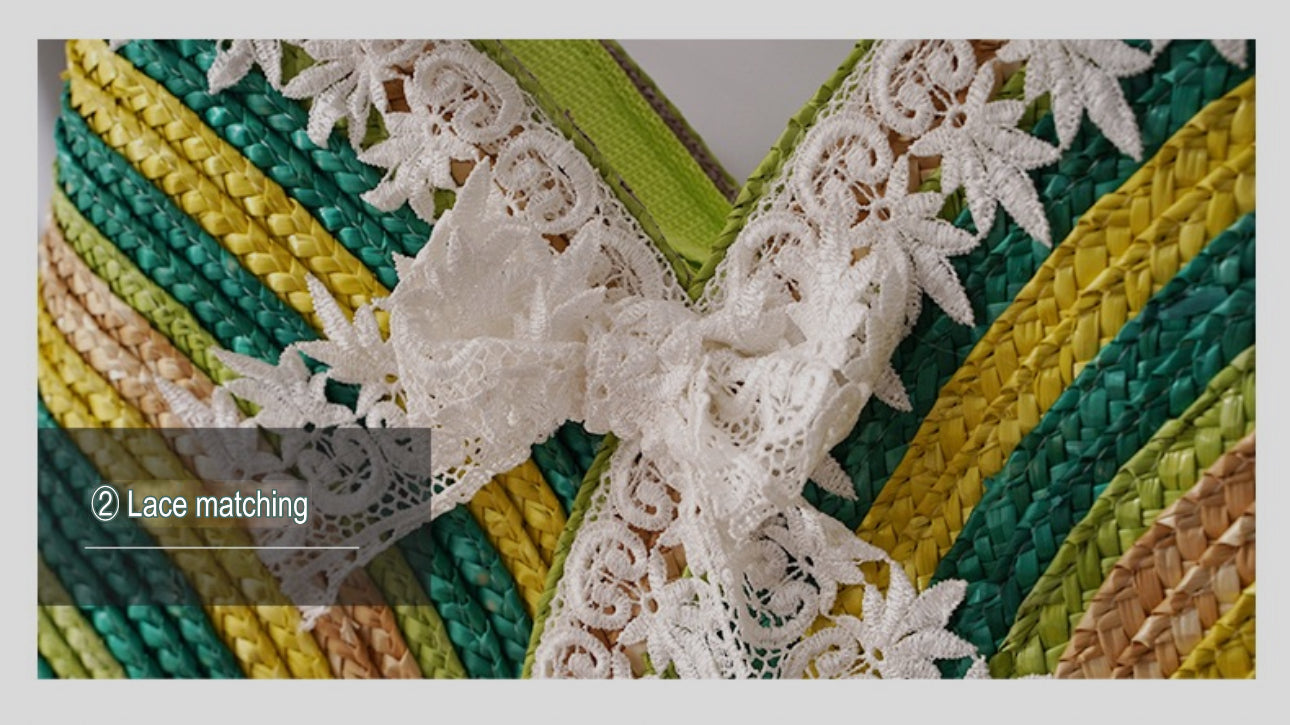 Woven straw bag(Green)