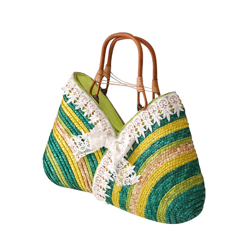 Woven straw bag(Green)