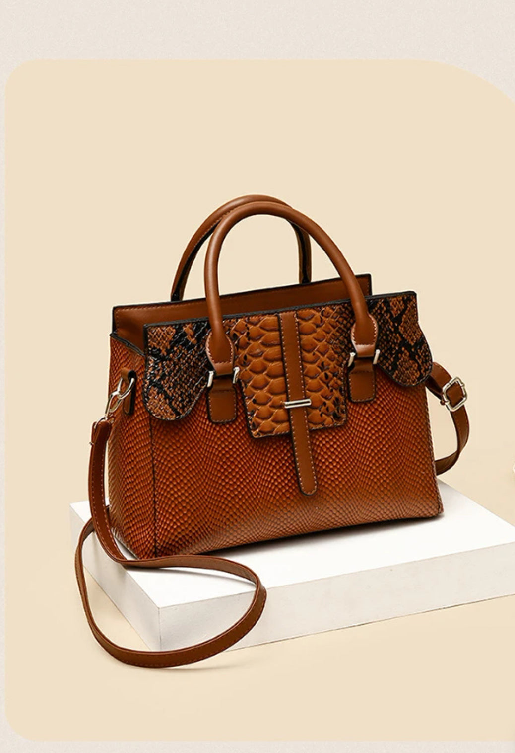 CROCODILE PATTERNS FASHION BAG(BROWN)