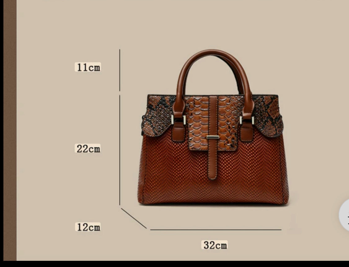 CROCODILE PATTERNS FASHION BAG(CARAMEL)