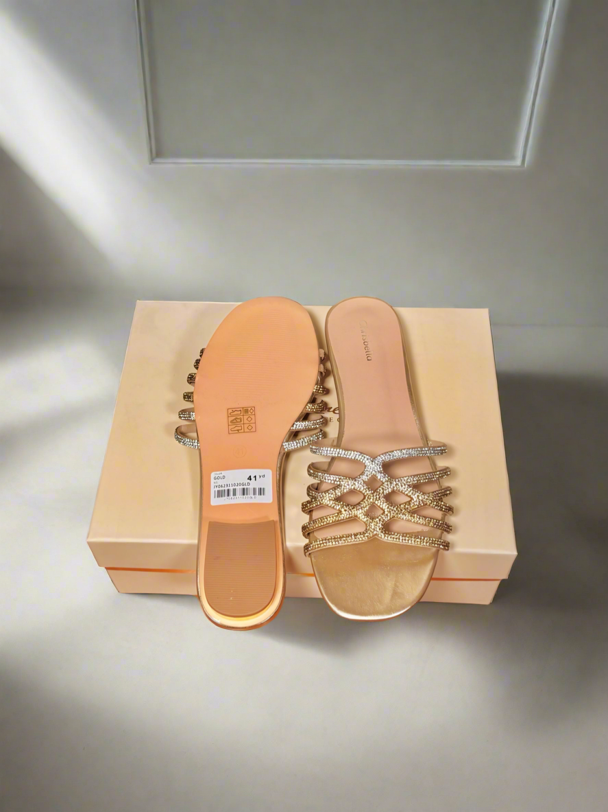 CHRISTBELLA OMBRÉ RHINESTONE SLIPPERS(SILVER-GOLD)