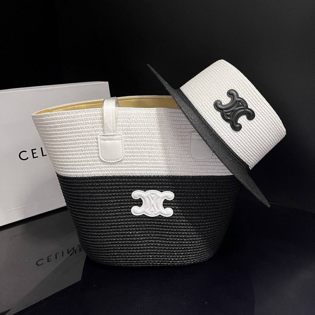 Monochrome Elegance Hat & Tote Set (PREORDER)