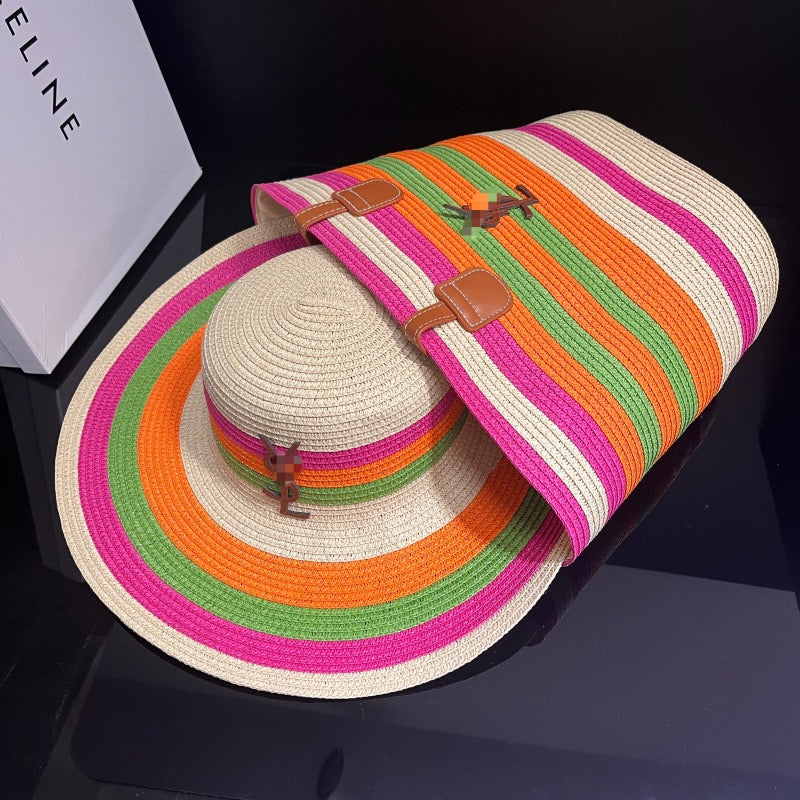 Tropical Vibes Neon Stripe Hat & Tote Set (PREORDER)