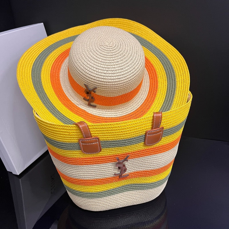 Yellow Glow Striped Hat & Tote Set (PREORDER)