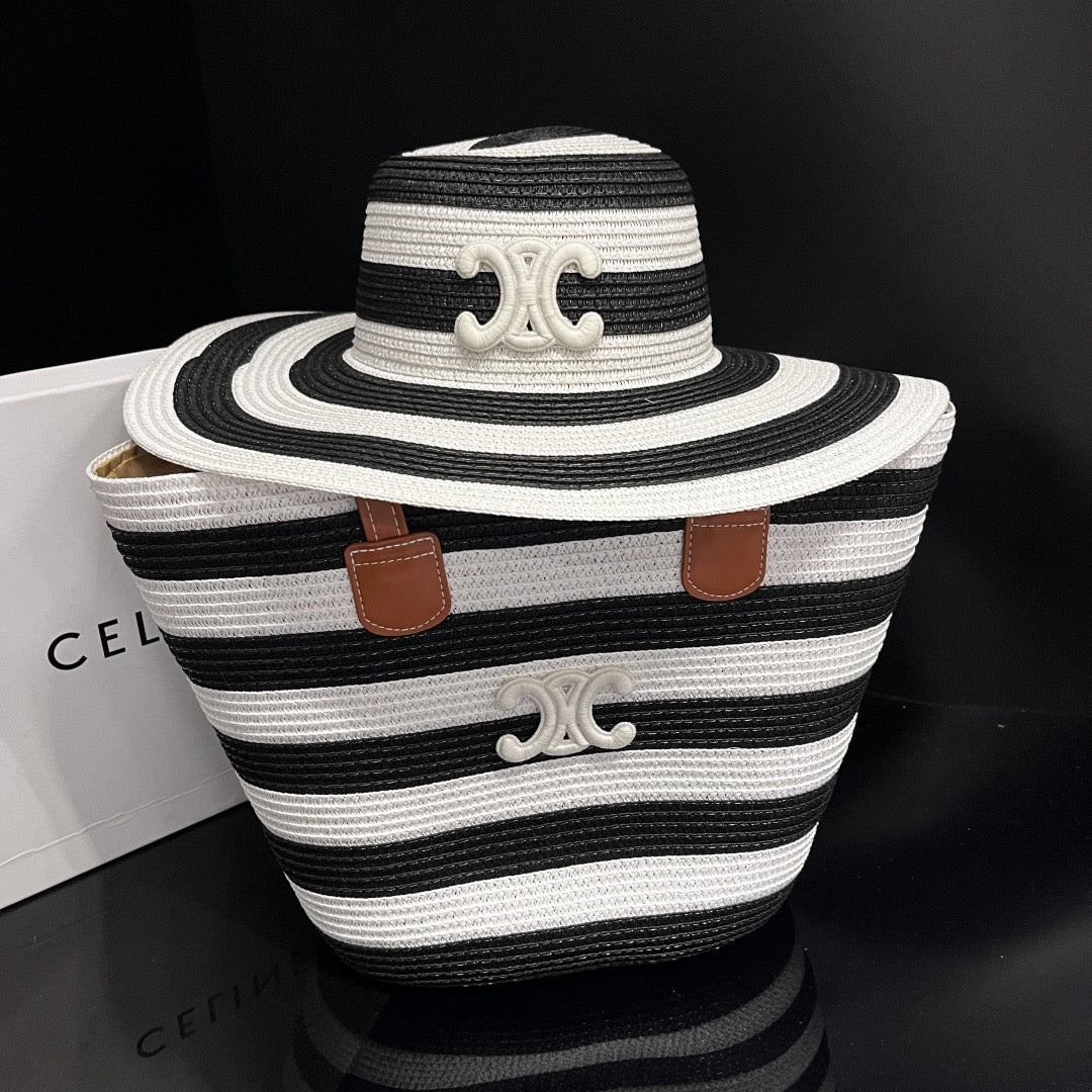 Timeless Stripe Monochrome Hat & Tote Set(PREORDER)