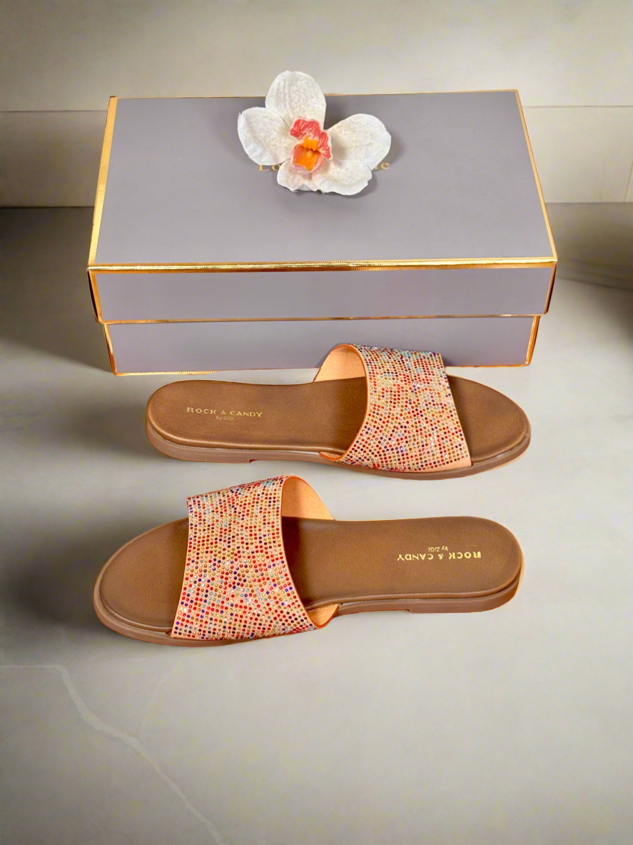 Multicolor Rhinestone Flat Slides