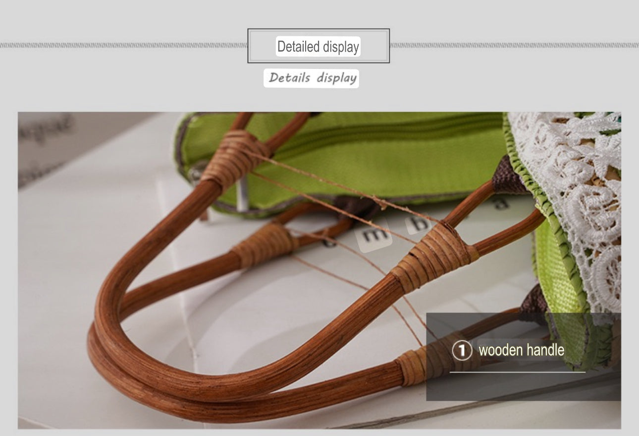 Woven straw bag(Green)