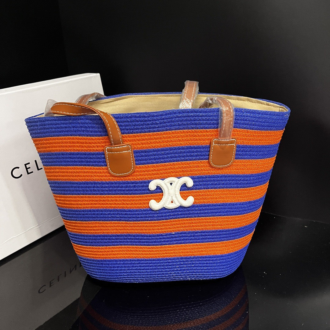 Electric Vibe Striped Hat & Tote Set(blue/orange)(PREORDER)