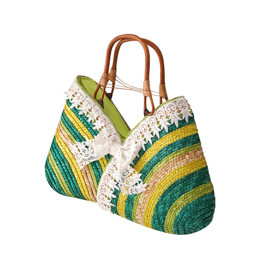 Woven straw bag(Green)