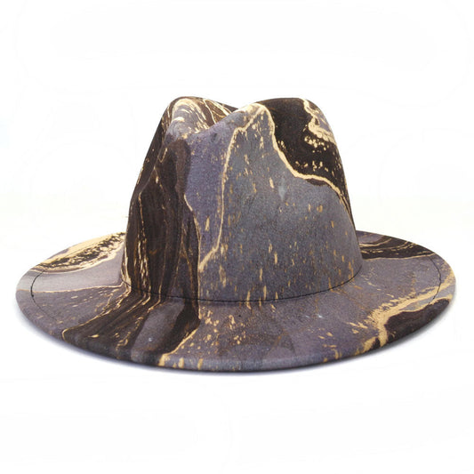 GRAY Marble Swirl Fedora Hat