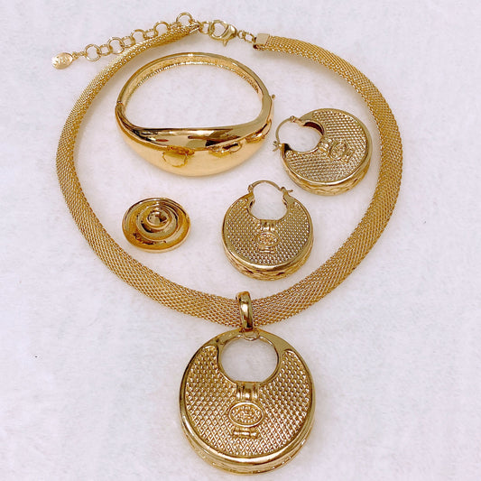 18K 
Golden Medallion Hoop Set