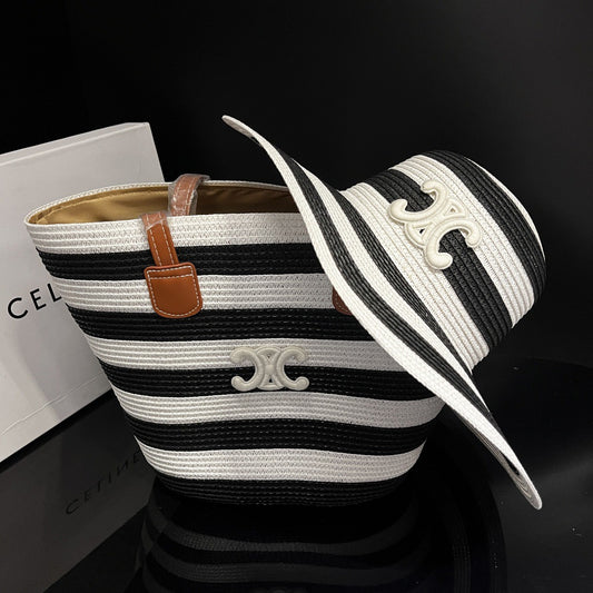 Timeless Stripe Monochrome Hat & Tote Set(PREORDER)