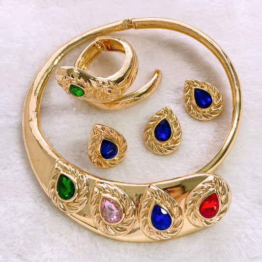18K 
High quality premium Royal Gems Collar Set