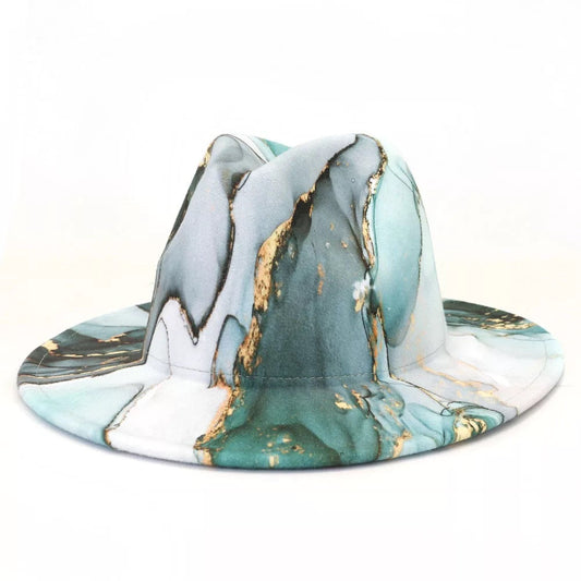 Green Marble Swirl Fedora Hat