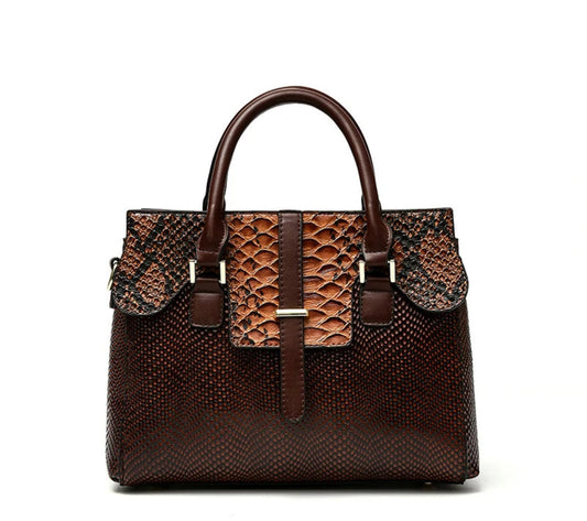 CROCODILE PATTERNS FASHION BAG(CARAMEL)