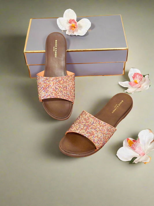 Multicolor Rhinestone Flat Slides