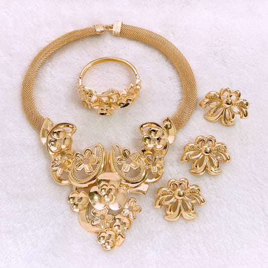 18K Golden Rose Bloom Set